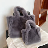 Faux Fur Winter Handbag Shoulder Bag Soft Plush