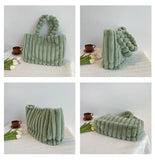Ribbed The Tote Bags Winter Woolen Faux Fur Teddy Curl Plush Shoulder Bag