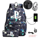 Canvas Backpack with Pencil Case School Bag For Teenagers Laptop USB Charging