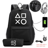 Canvas Backpack with Pencil Case School Bag For Teenagers Laptop USB Charging