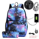 Canvas Backpack with Pencil Case School Bag For Teenagers Laptop USB Charging