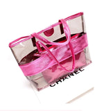 Women Beach Bag Set PVC Transparent Shoulder Bag with Purse