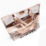 Women Beach Bag Set PVC Transparent Shoulder Bag with Purse