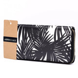 Women's Leaves Marble Printed Wallet Leather Long Purse Zipper Clutch