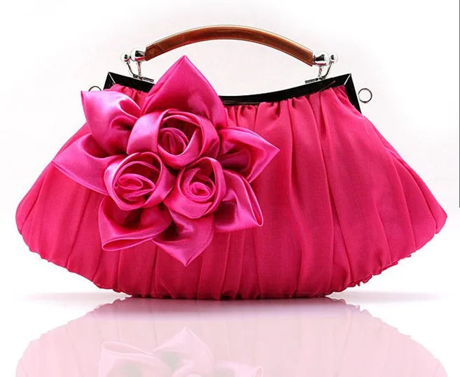 Arrival Soft Party Top Mini Bag with Diamond Flower Evening Tote