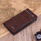 Men's Leather Clutch Wallet Business Handy Bag Brown