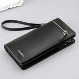 Men's Leather Clutch Wallet Business Handy Bag Brown
