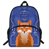 16-inch Fox Print Backpack Kids Boys Girls School Bags For Teens