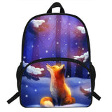 16-inch Fox Print Backpack Kids Boys Girls School Bags For Teens