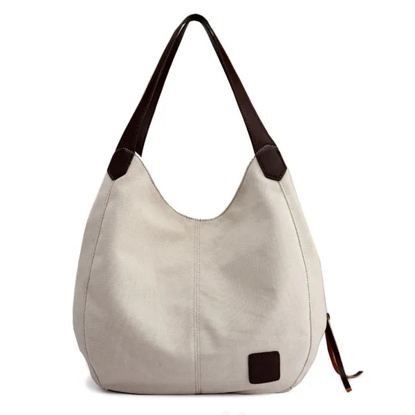 Canvas Handbags High Ladies Shoulder Bags Vintage Multi-Pocket Tote