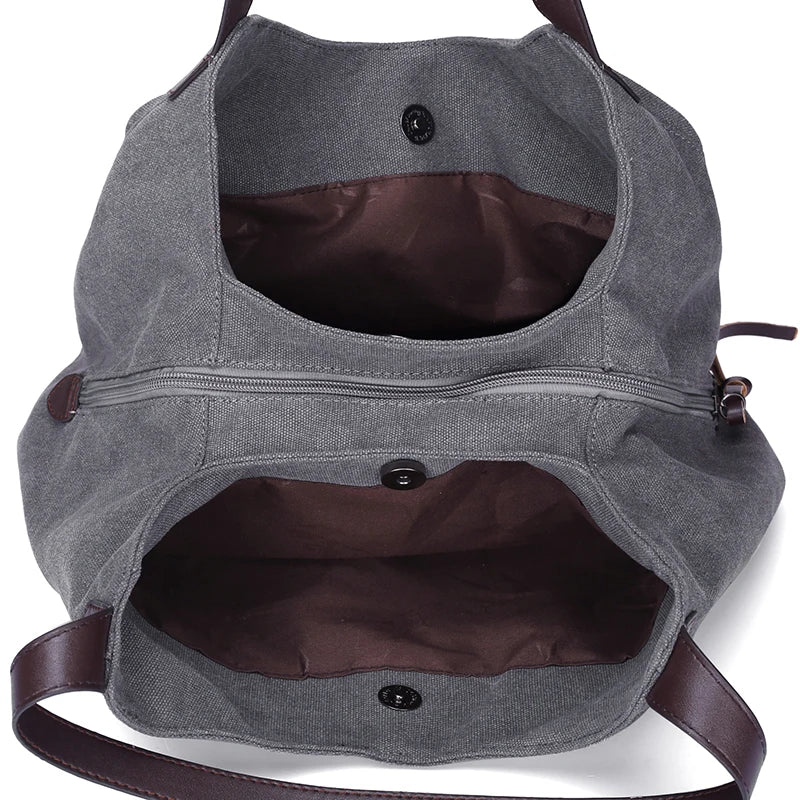 Canvas Handbags High Ladies Shoulder Bags Vintage Multi-Pocket Tote