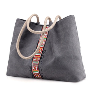 Canvas Handbag Vintage Female Shoulder Bags Large Capacity Ladies Casual Tote Ba