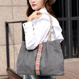 Canvas Handbag Vintage Female Shoulder Bags Large Capacity Ladies Casual Tote Ba