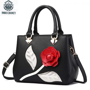 Vintage Women's Crossbody Bag with Big Rose Flower Detail