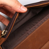 High Retro Metal Chain Wallet Cow Crazy Horse Leather Men Long Purse