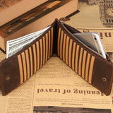 High Retro Cow Crazy Horse Leather Men Long Wallet
