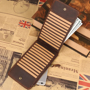 High Retro Cow Crazy Horse Leather Men Long Wallet