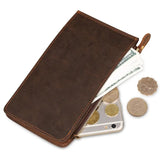 High Retro Cow Crazy Horse Leather Men Long Wallet