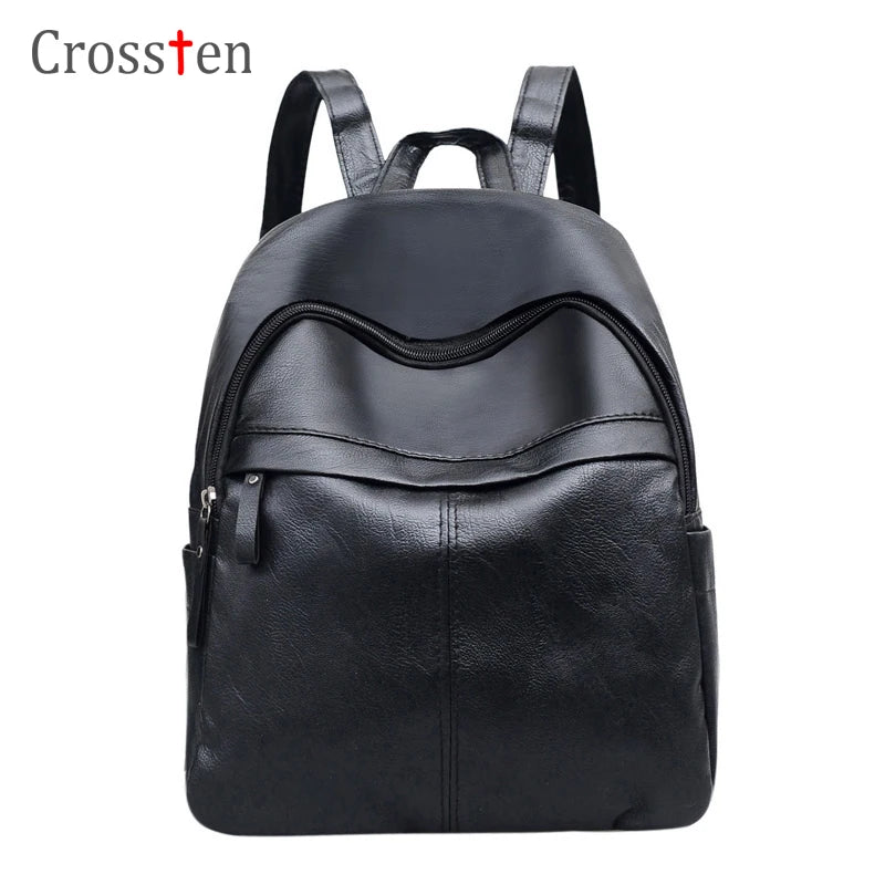 Crossten Women Backpack Pu Leather School Bags High Youth Leather Backpacks