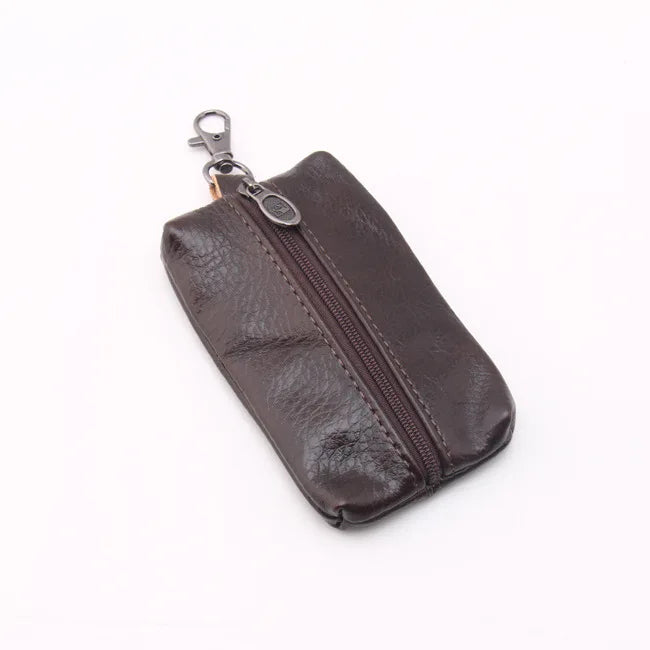 Leather Car Key Holder Housekeeper Organizer Zipper Wallet