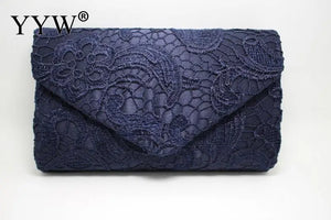 Europe Burst Lace Floral Embroidery Envelope Bag Evening Party Clutch Bag