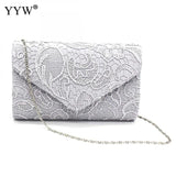 Europe Burst Lace Floral Embroidery Envelope Bag Evening Party Clutch Bag