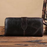 Men's Oil Wax Retro Leather Wallet Clutch Bag