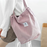 Female Corduroy Tote Bag High Capacity Casual Lady's Shoulder Bag