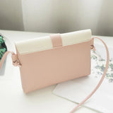 Women Shoulder Messenger Bag Flap Lock PU Leather Contrast Small Crossbody A083