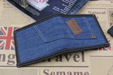 Vintage Denim Jeans Canvas Wallets Women Men Short Zipper Retro Purses