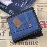 Vintage Denim Jeans Canvas Wallets Women Men Short Zipper Retro Purses