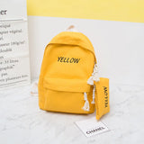 Yellow Girl School Bags For Teenagers Women Backpack Leather Women's Backpacks