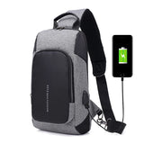 Men's Oxford Shoulder Bag USB Chest Bag
