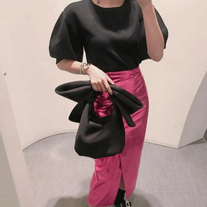 Women Bow Clutches Bag Evening Party Handbag Shoulder Bag(Black)