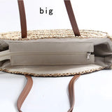 Straw Beach Bag Round Woven Handbag for Holiday