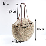 Straw Beach Bag Round Woven Handbag for Holiday