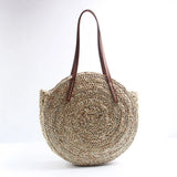 Straw Beach Bag Round Woven Handbag for Holiday