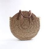 Straw Beach Bag Round Woven Handbag for Holiday