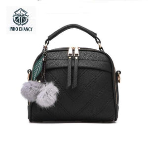 Hair Ball Decoration Messenger Bag Shoulder Bag for Women