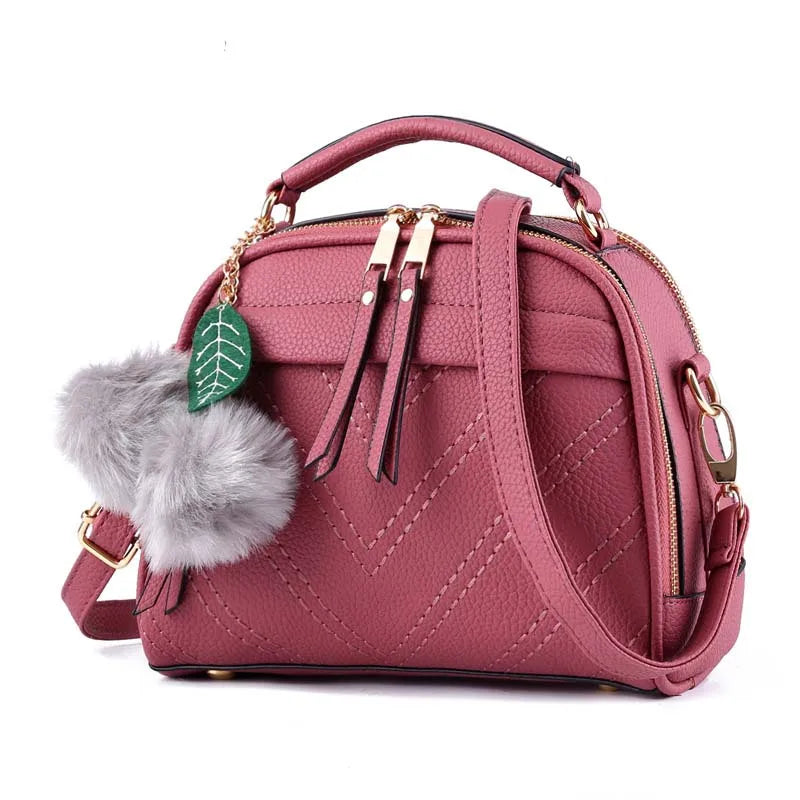 Hair Ball Decoration Messenger Bag Shoulder Bag for Women