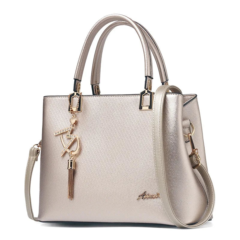 Women's PU Messenger Bag Shoulder Slung Joker Middle-Aged Ladies Handbag