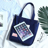 Canvas Letters Printed Crossbody Bag for Women Reusable Lady's Shopping Bags