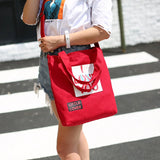 Canvas Letters Printed Crossbody Bag for Women Reusable Lady's Shopping Bags