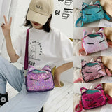 Unicorn Handbags for Girls Travel Women Cartoon Printing Shoulder Bags Sequins C