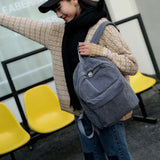 Velvet Corduroy Backpack Preppy Style School Travel Rucksack