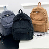 Velvet Corduroy Backpack Preppy Style School Travel Rucksack