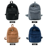 Velvet Corduroy Backpack Preppy Style School Travel Rucksack
