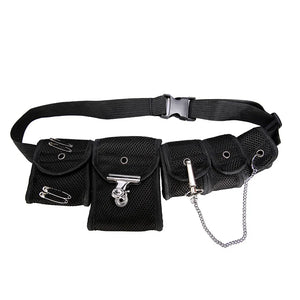 Mesh Tactical Waist Chest Bag with 5 Pockets for Men Women Hip-hop Belt Bag