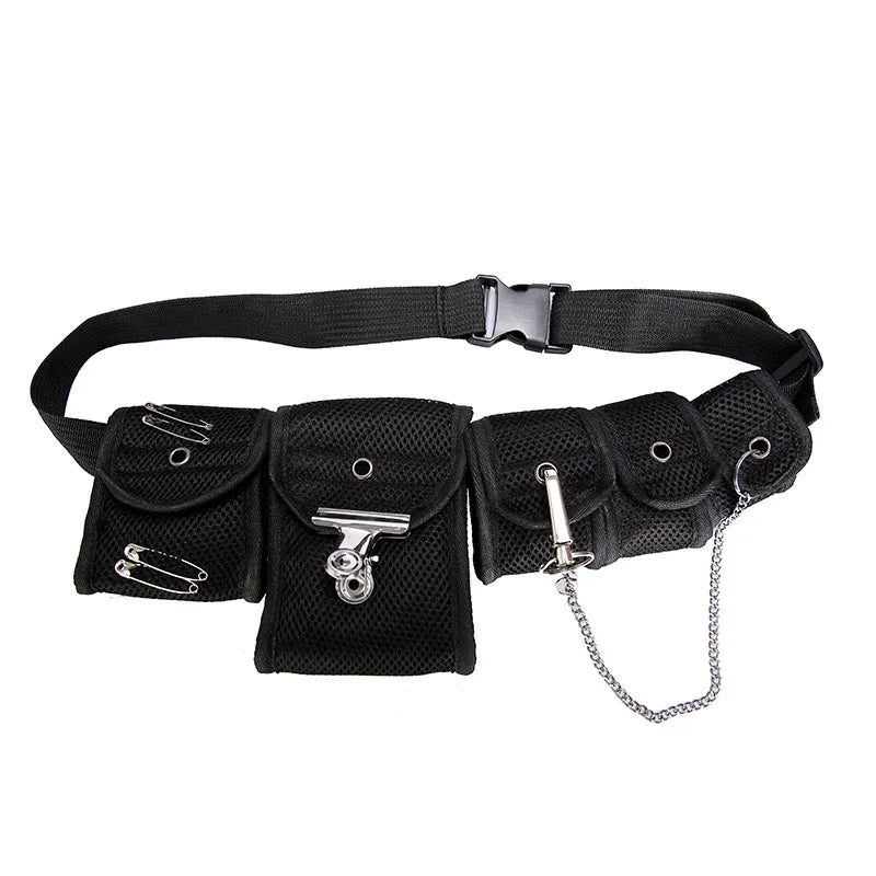 Mesh Tactical Waist Chest Bag with 5 Pockets for Men Women Hip-hop Belt Bag