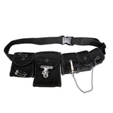 Mesh Tactical Waist Chest Bag with 5 Pockets for Men Women Hip-hop Belt Bag